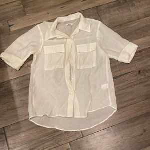 Sheer white button down shirt